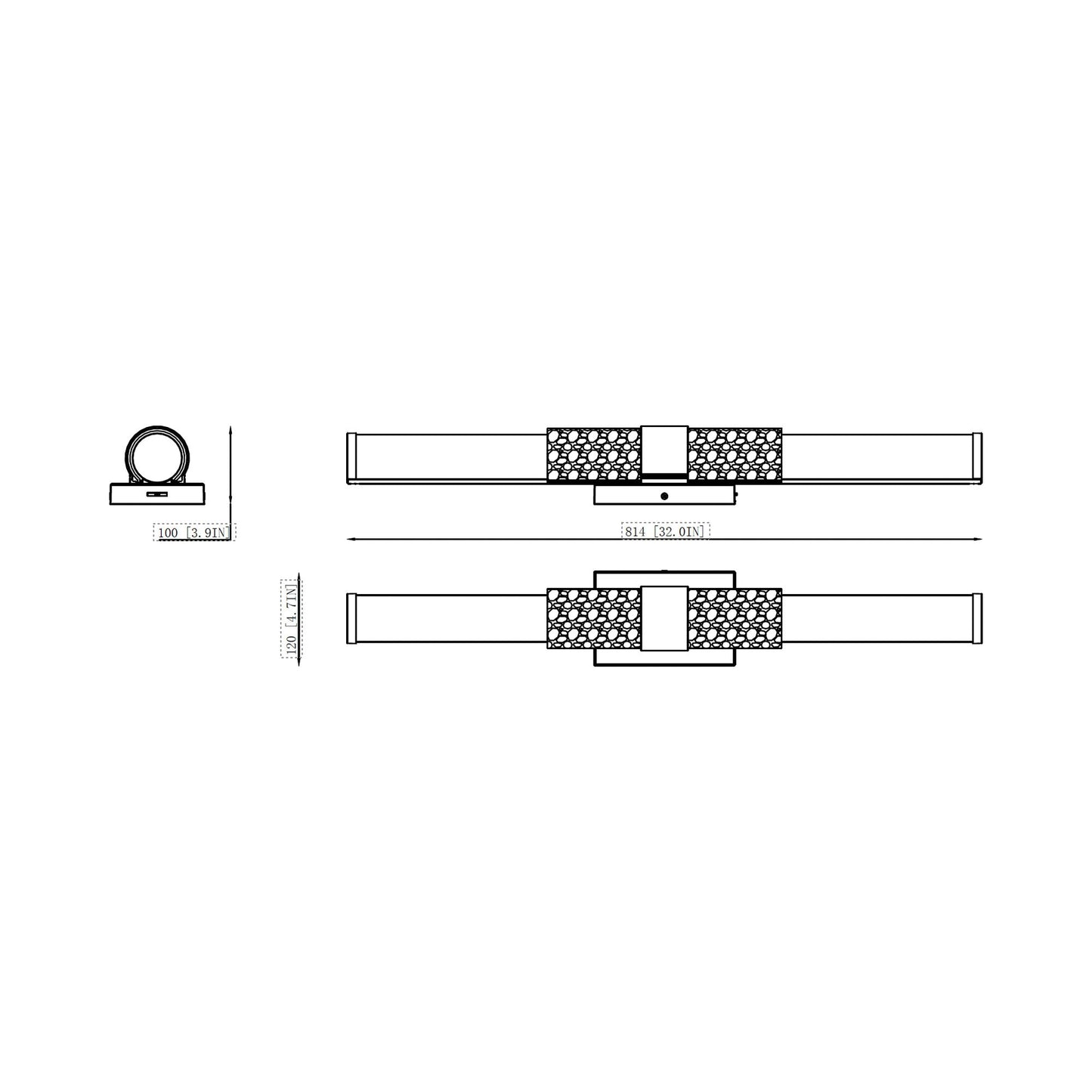 Egon LED Bath Wall Light - line drawing.