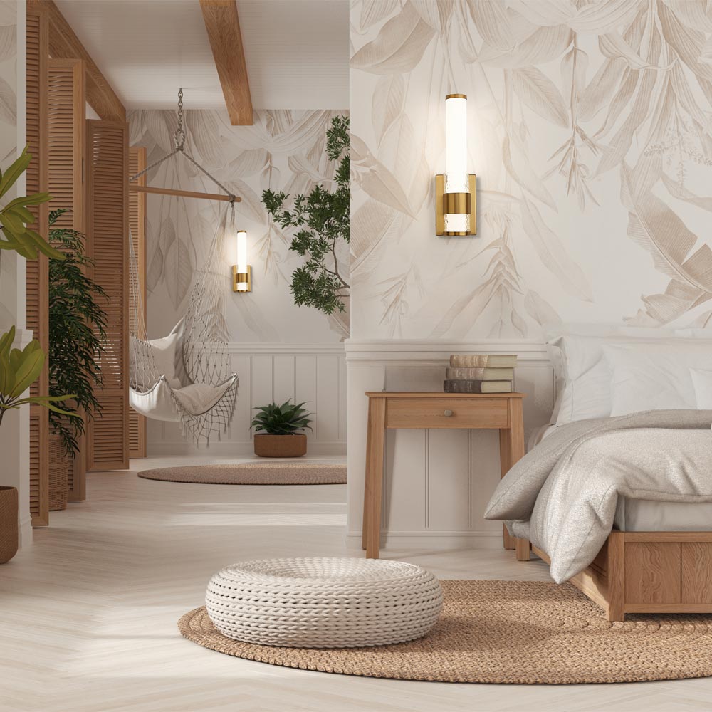 Egon LED Wall Light in bedroom.