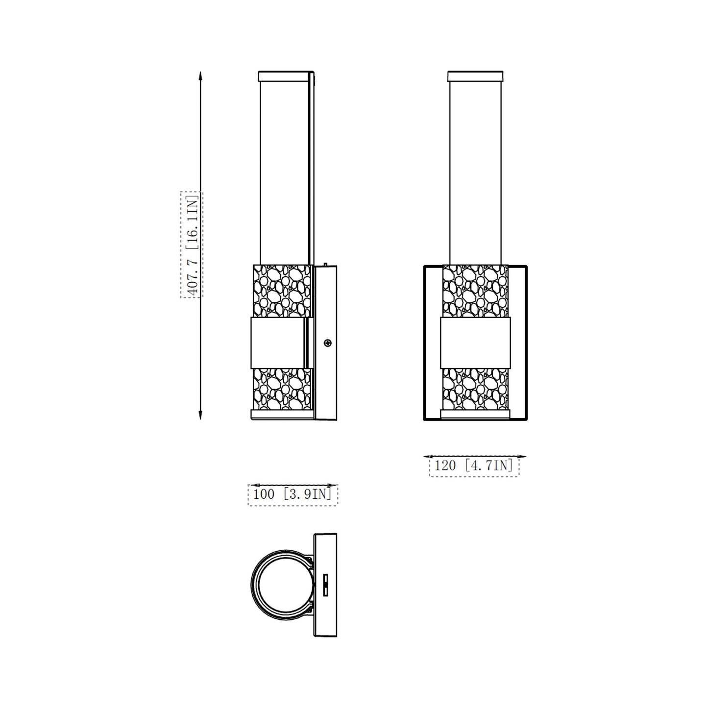 Egon LED Wall Light - line drawing.