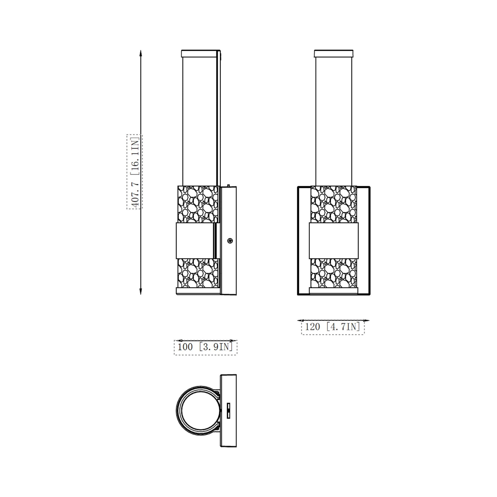 Egon LED Wall Light - line drawing.