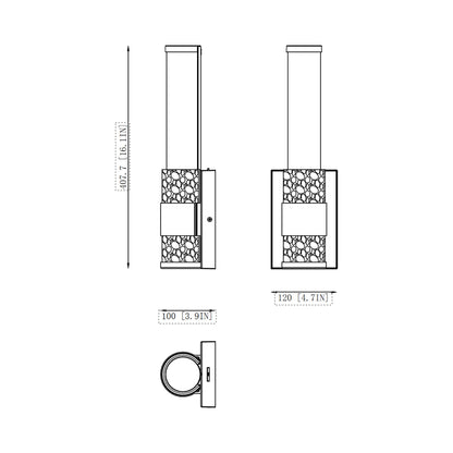 Egon LED Wall Light - line drawing.