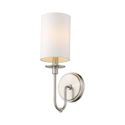 Ella Wall Light in Brushed Nickel/White.