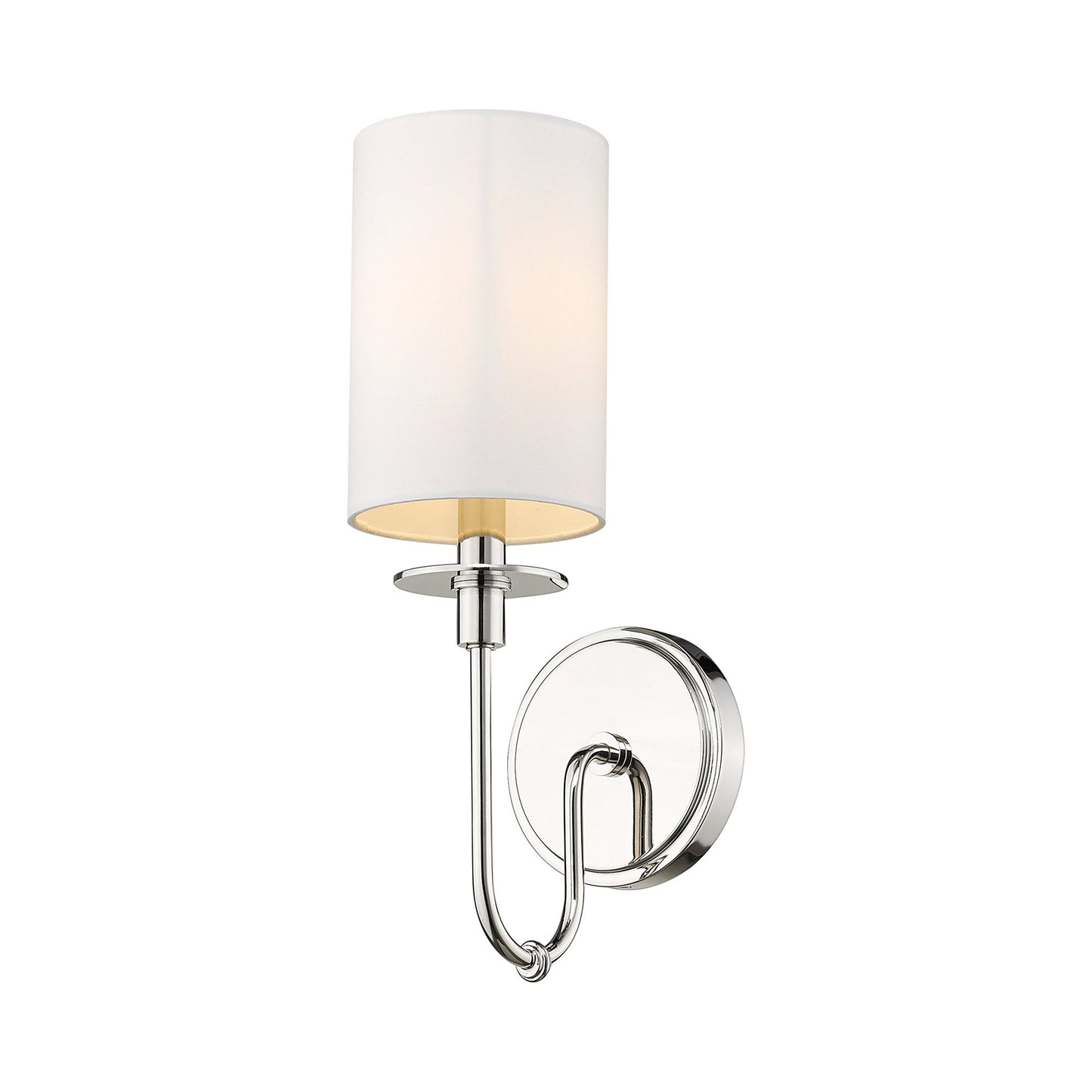 Ella Wall Light in Polished Nickel/White.