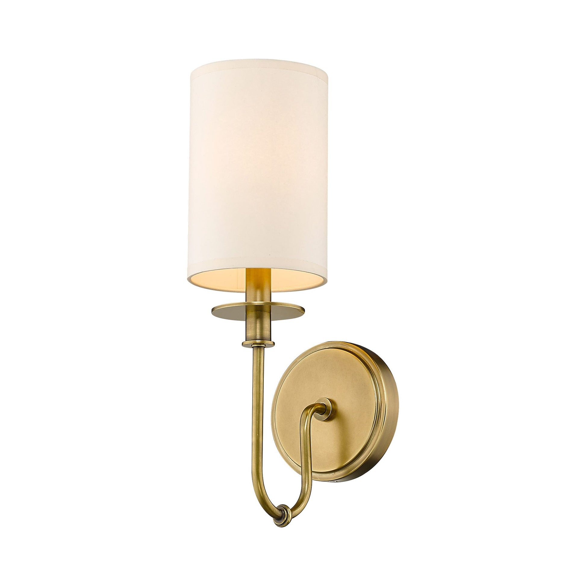 Ella Wall Light in Rubbed Brass/Beige.