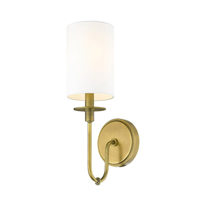 Ella Wall Light in Rubbed Brass/White.