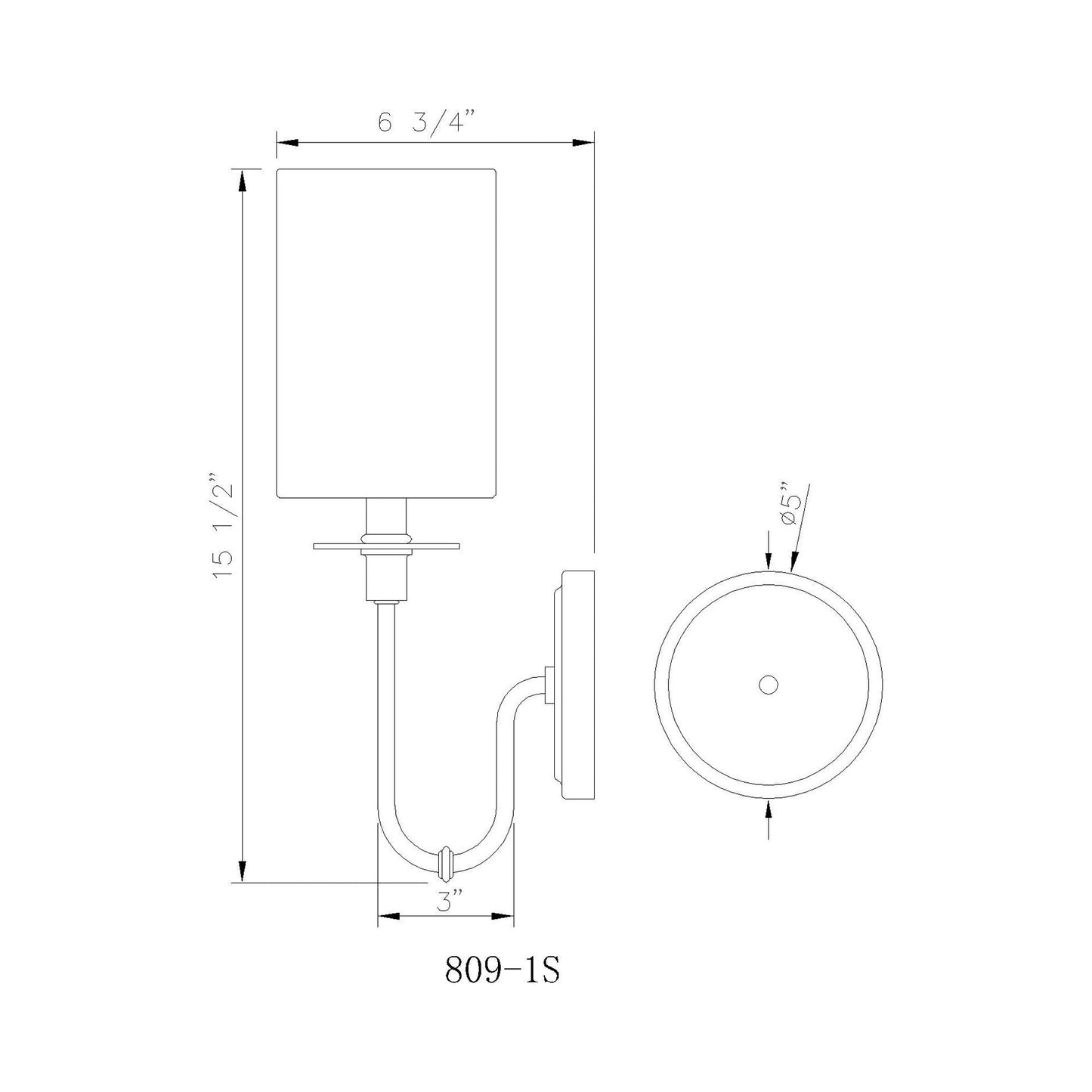 Ella Wall Light - line drawing.
