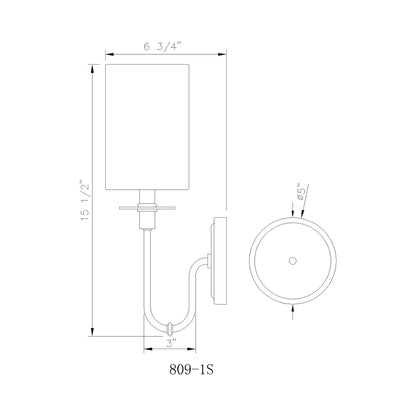 Ella Wall Light - line drawing.