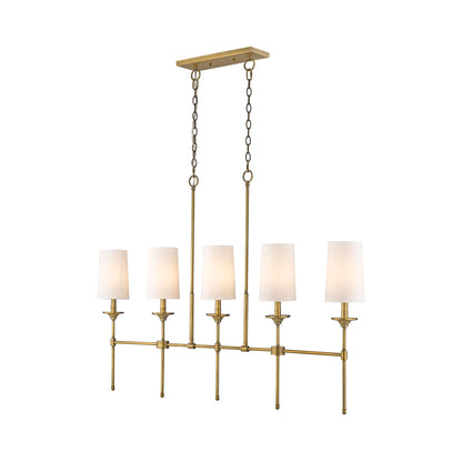 Emily Linear Chandelier in Rubbed Brass (5-Light).