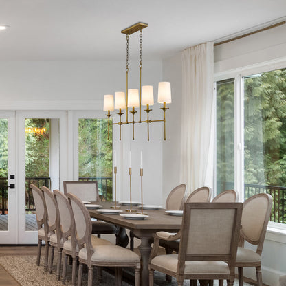 Emily Linear Chandelier in dining room.