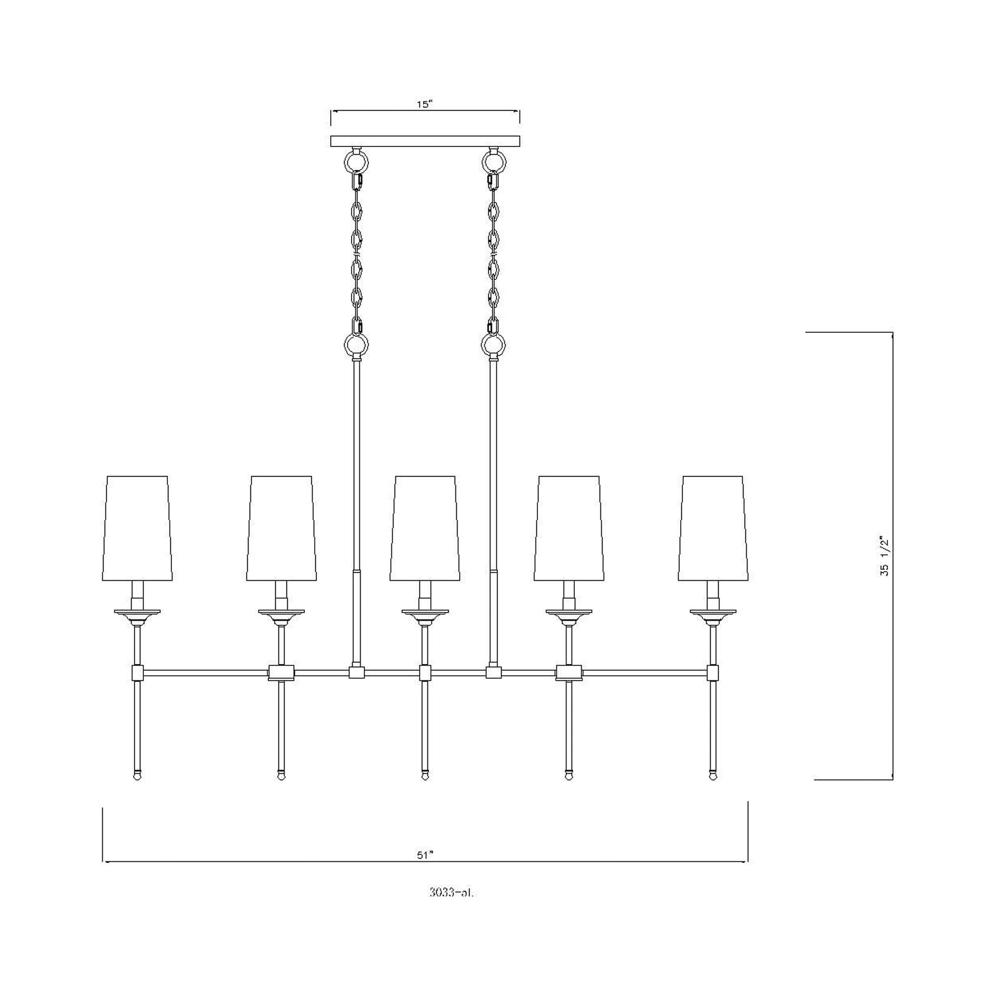 Emily Linear Chandelier - line drawing.