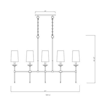 Emily Linear Chandelier - line drawing.