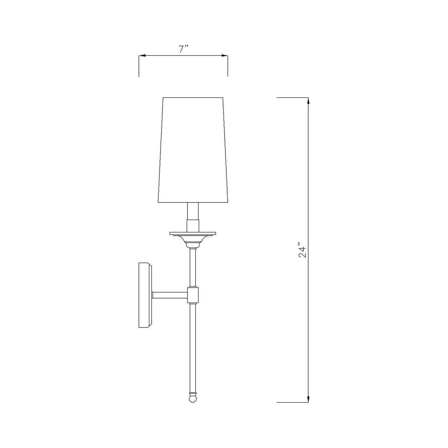 Emily Wall Light - line drawing.