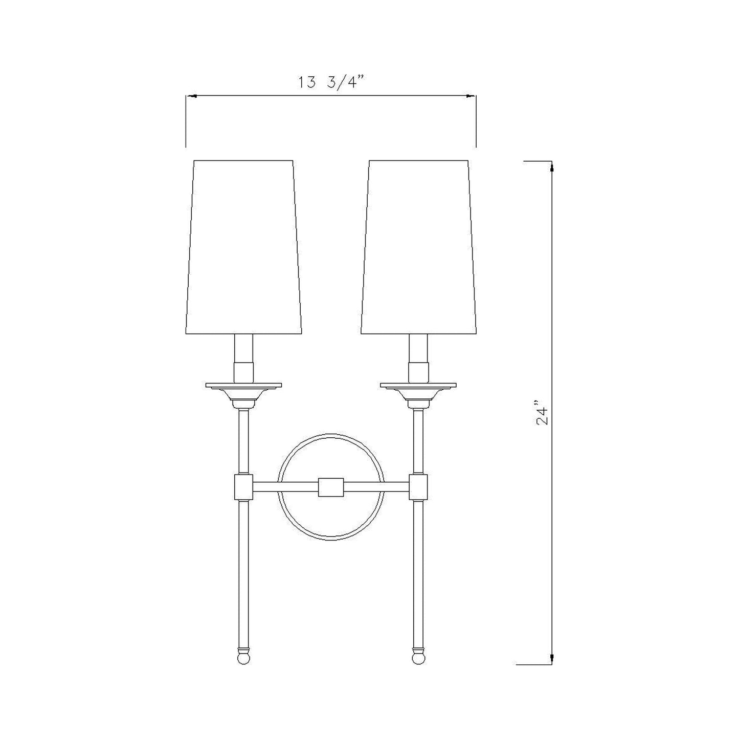 Emily Wall Light - line drawing.