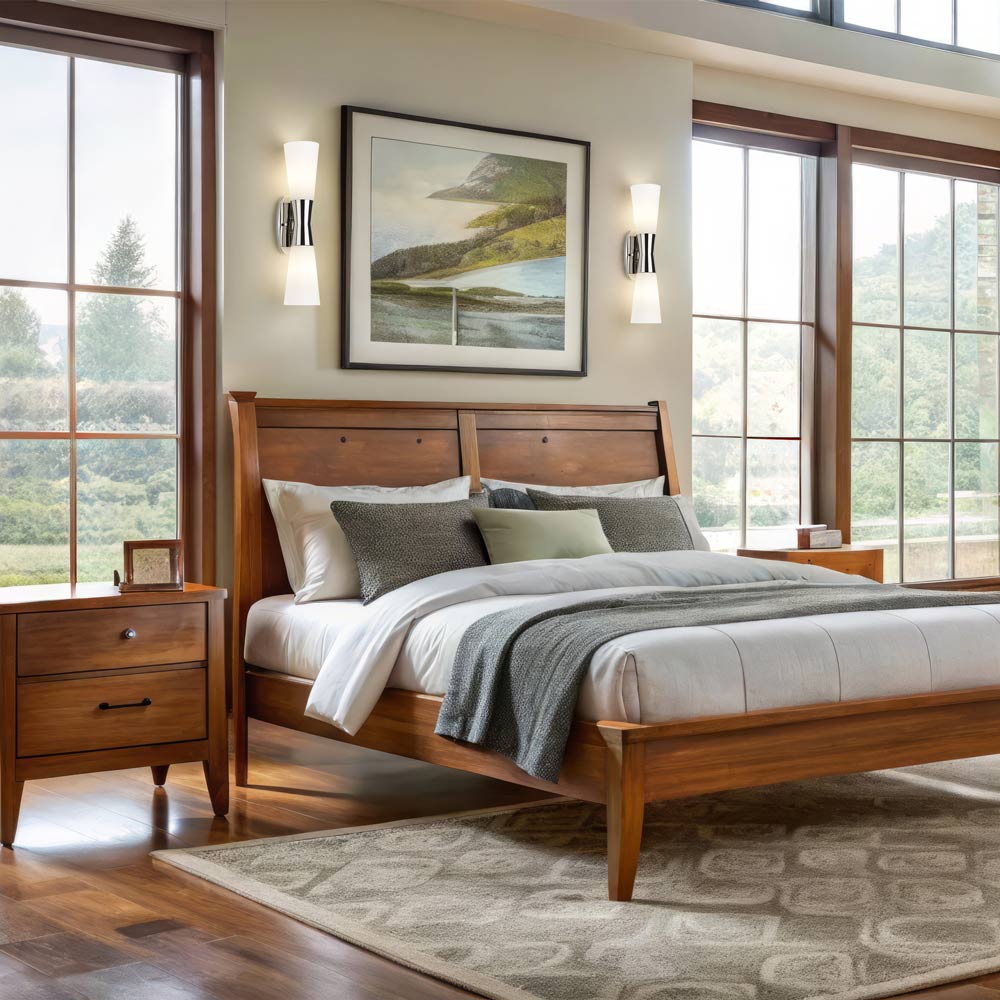 Emrys Wall Light in bedroom.