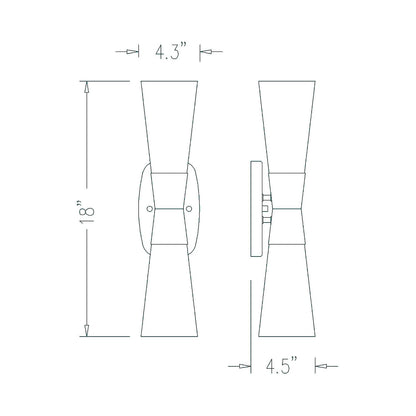 Emrys Wall Light - line drawing.