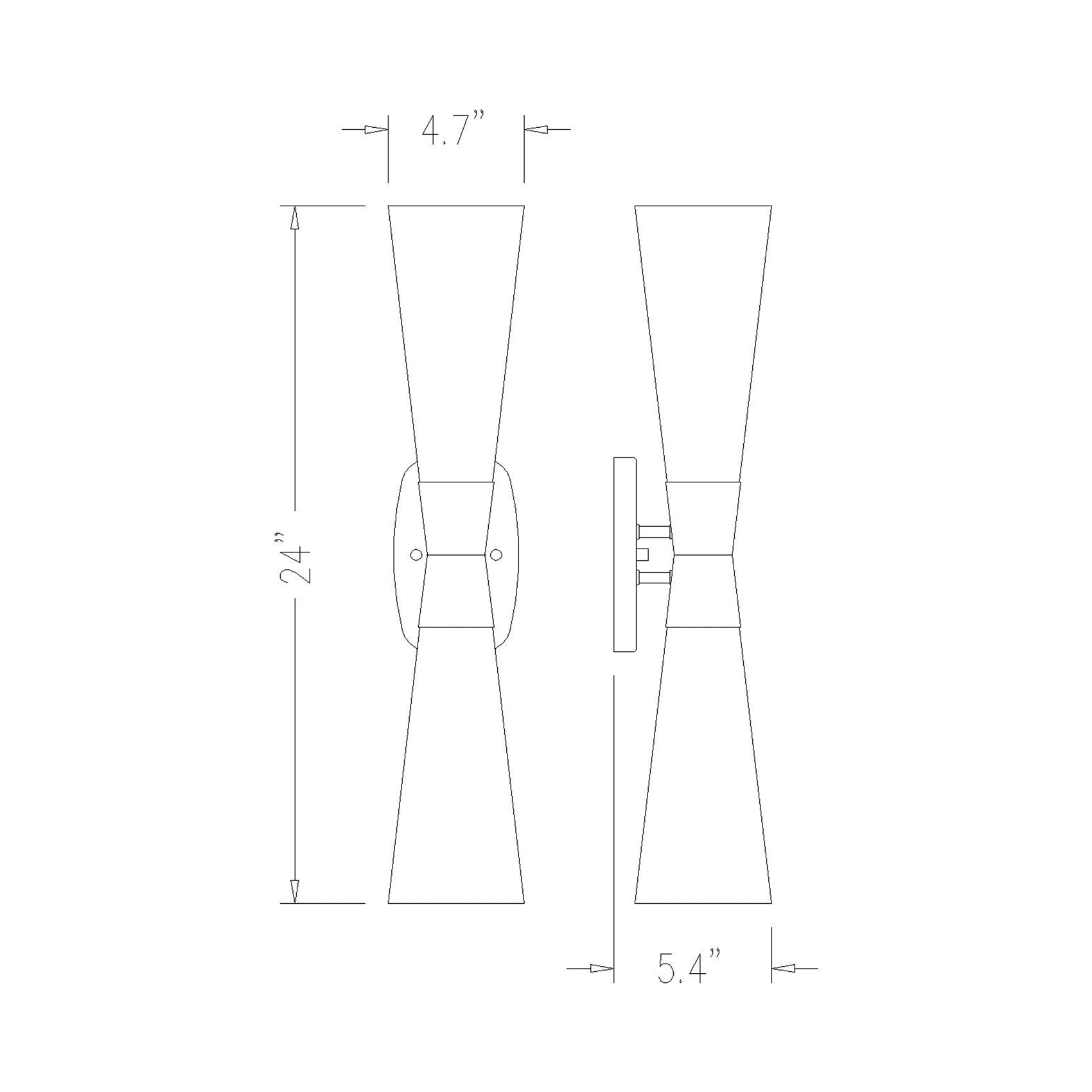 Emrys Wall Light - line drawing.