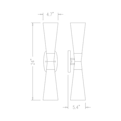 Emrys Wall Light - line drawing.