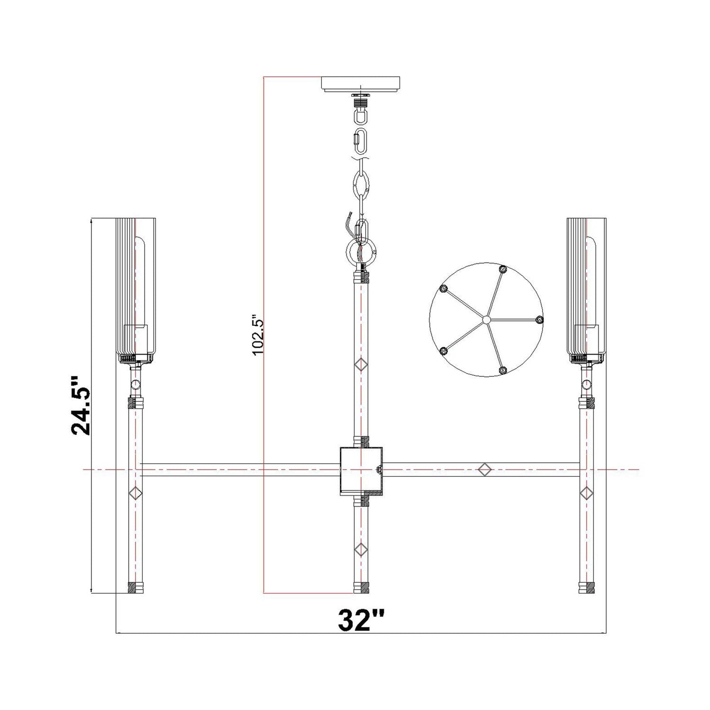 Esme Chandelier - line drawing.