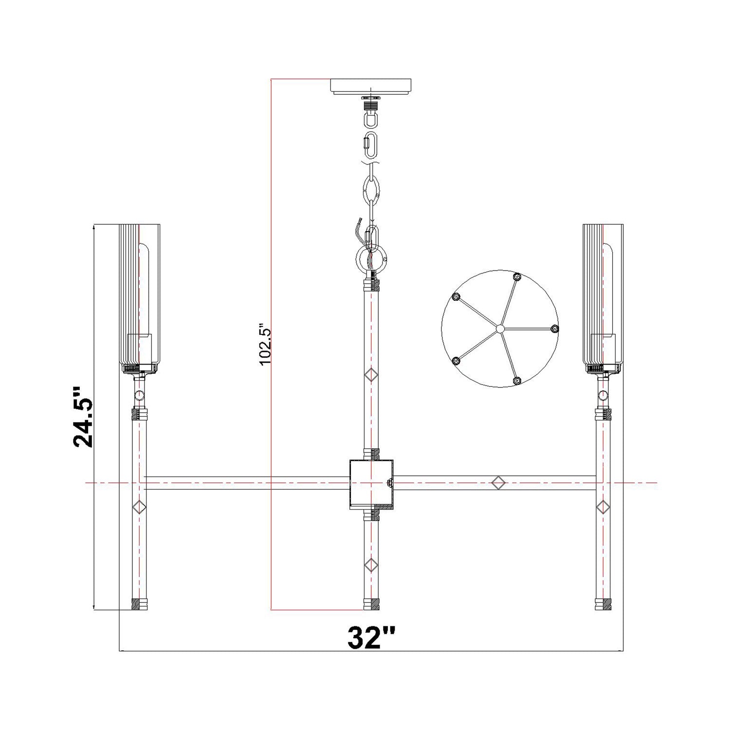 Esme Chandelier - line drawing.