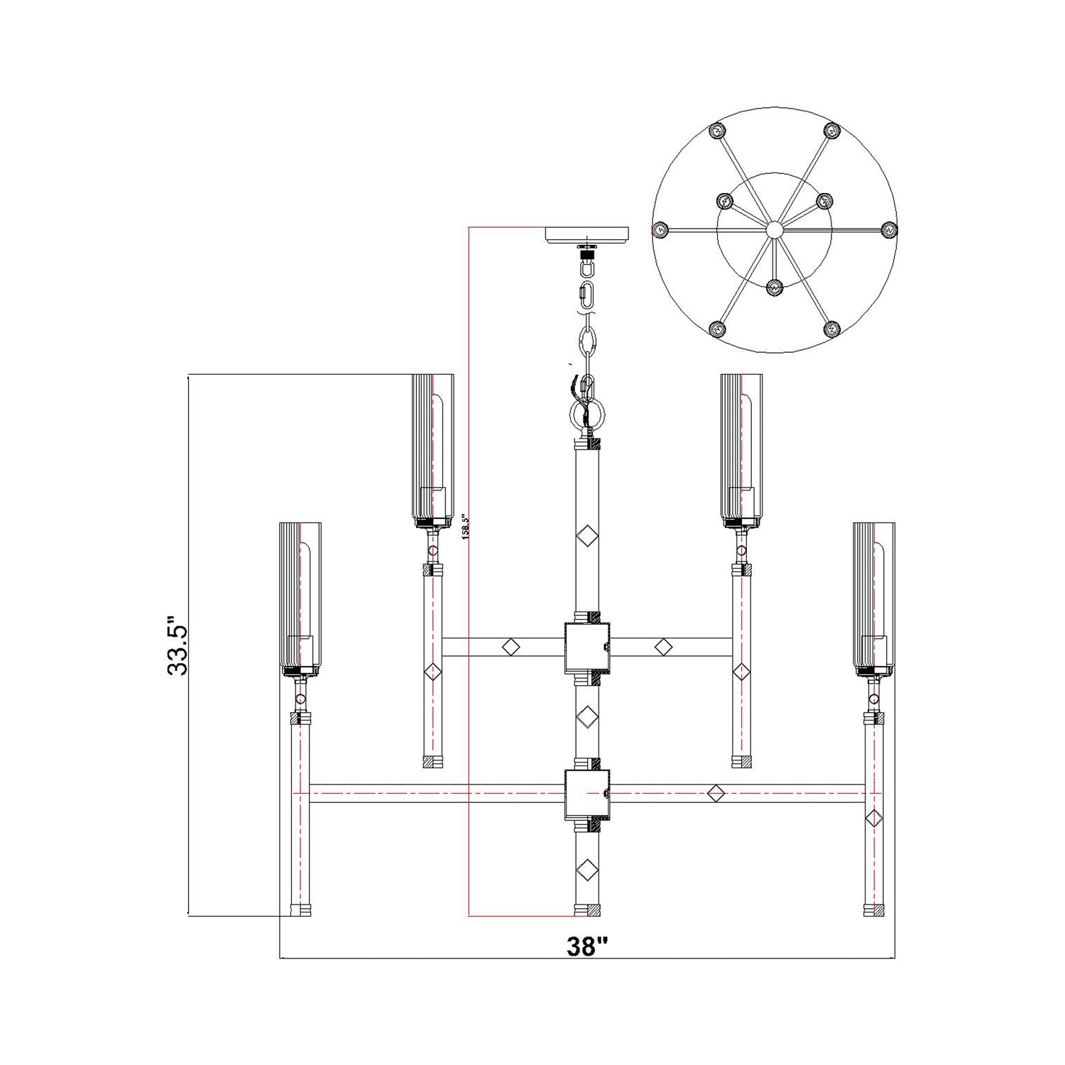 Esme Chandelier - line drawing.