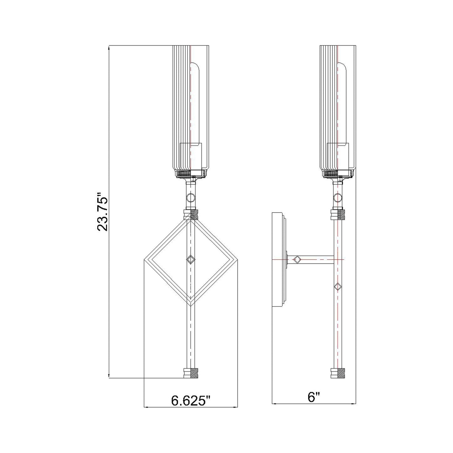 Esme Wall Light - line drawing.