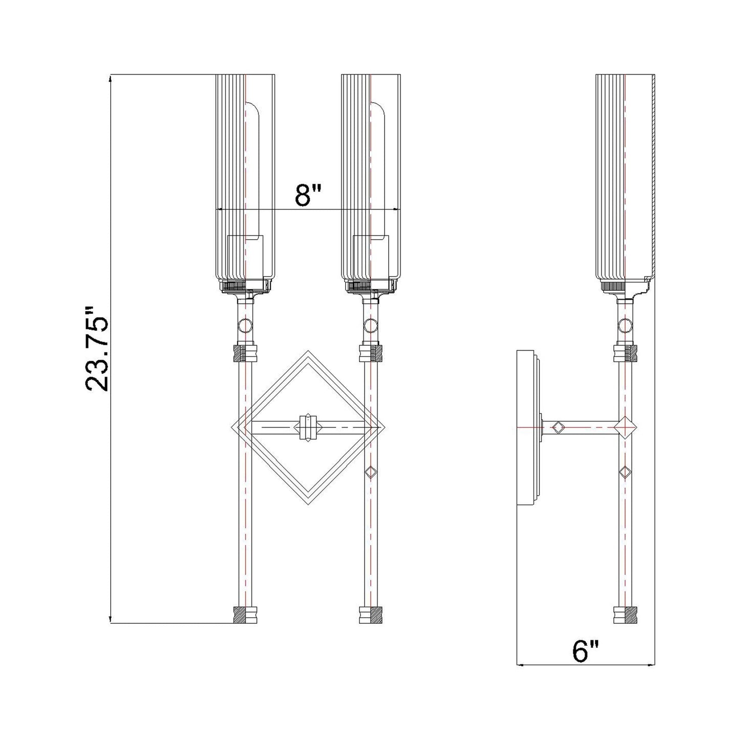 Esme Wall Light - line drawing.