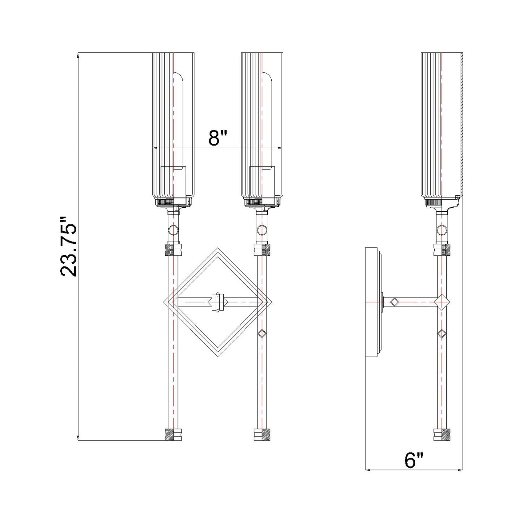 Esme Wall Light - line drawing.