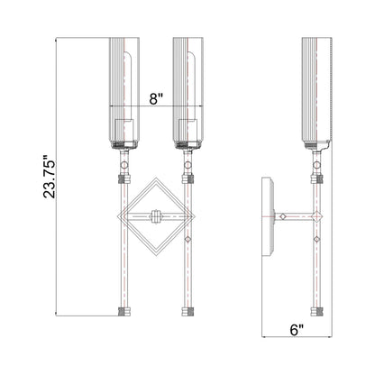 Esme Wall Light - line drawing.