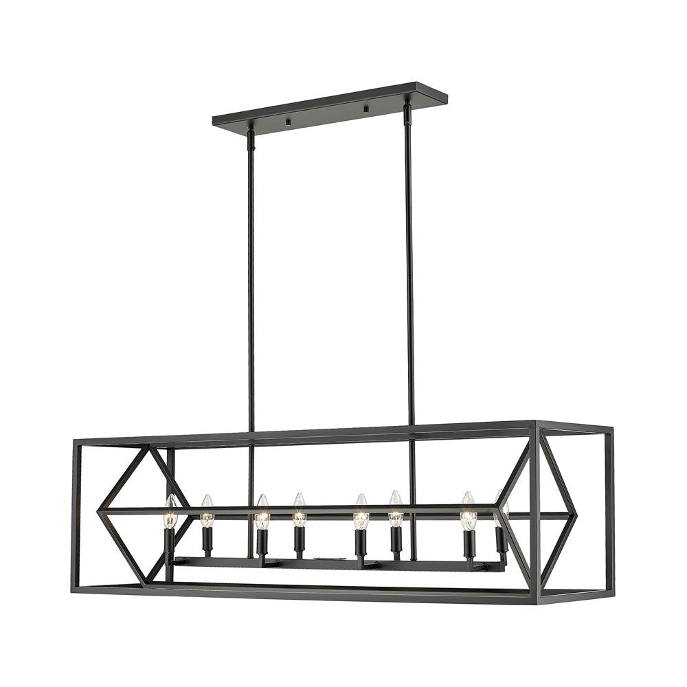 Euclid Linear Chandelier in Matte Black (8-Light).