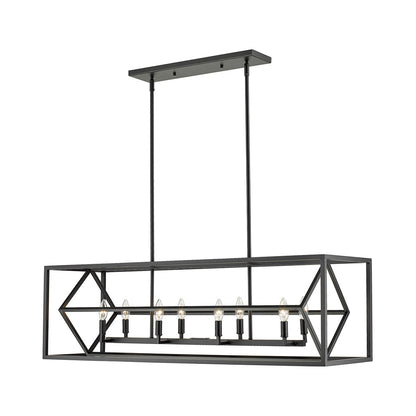 Euclid Linear Chandelier in Matte Black (8-Light).