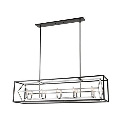 Euclid Linear Chandelier in Chrome/Matte Black (10-Light).