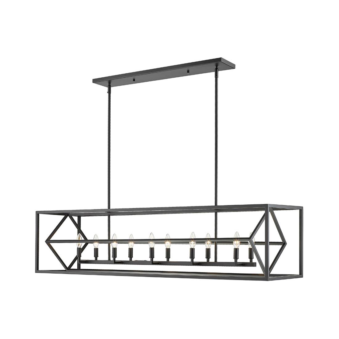 Euclid Linear Chandelier in Matte Black (10-Light).