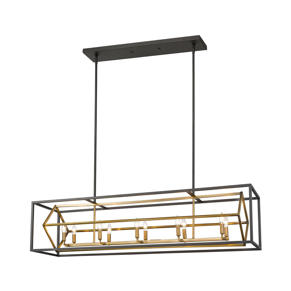 Euclid Linear Chandelier in Olde Brass/Bronze (10-Light).