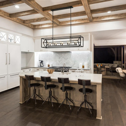Euclid Linear Chandelier in kitchen.