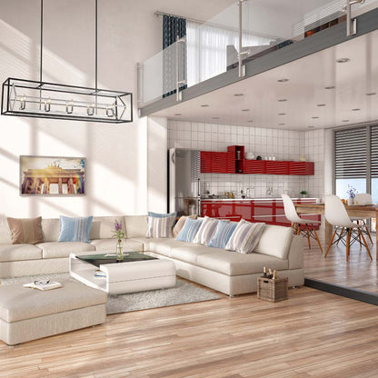 Euclid Linear Chandelier in living room.