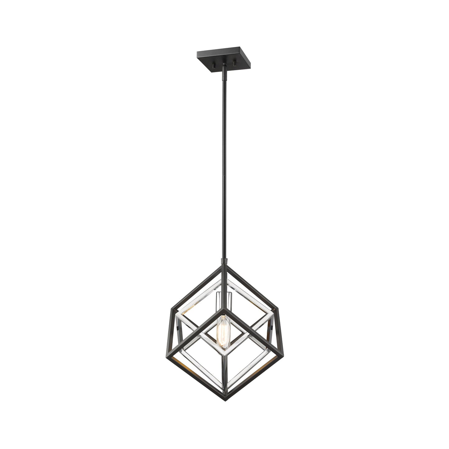 Euclid Pendant Light in Chrome/Matte Black.