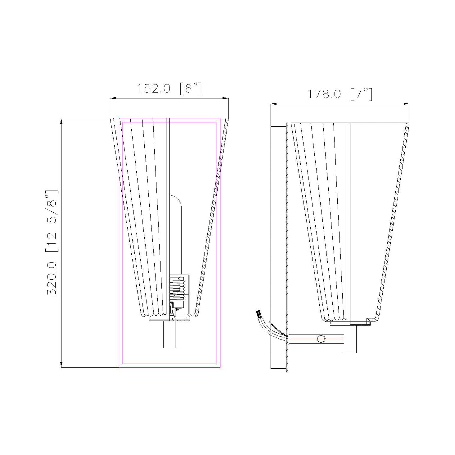 Farrell Bath Vanity Light - line drawing.