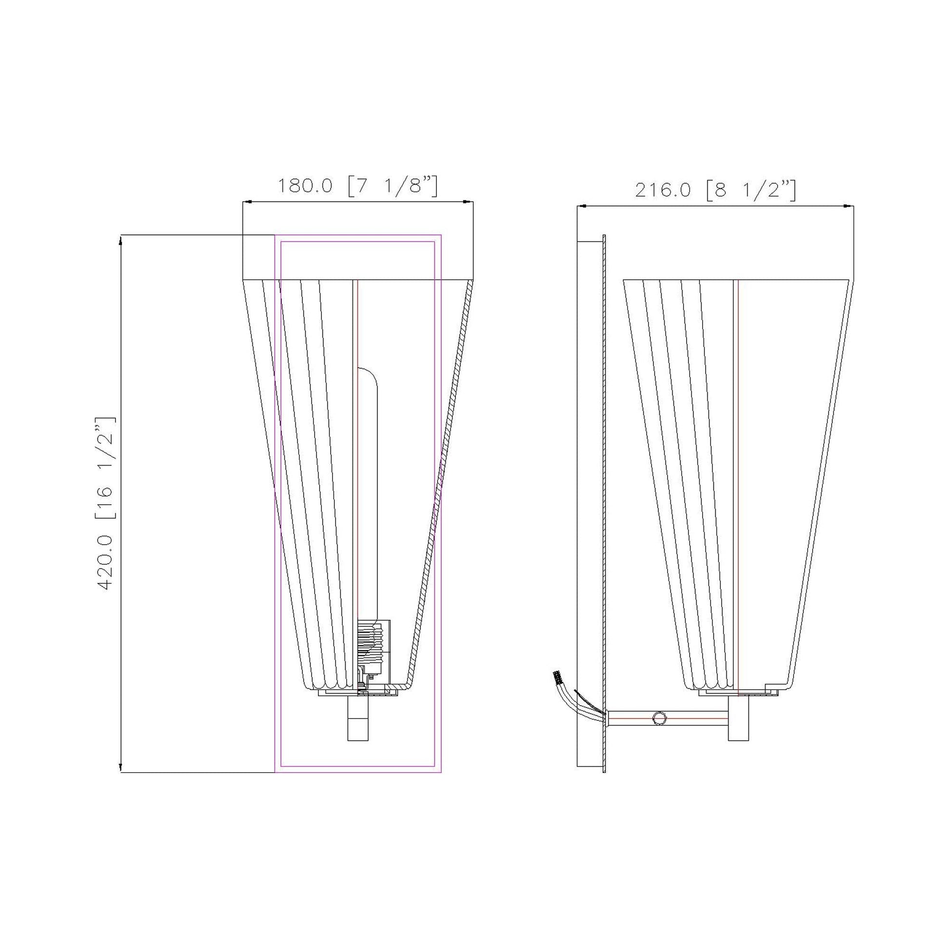 Farrell Bath Vanity Light - line drawing.