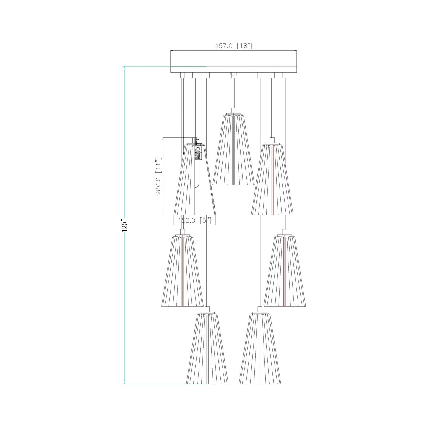 Farrell Chandelier - line drawing.