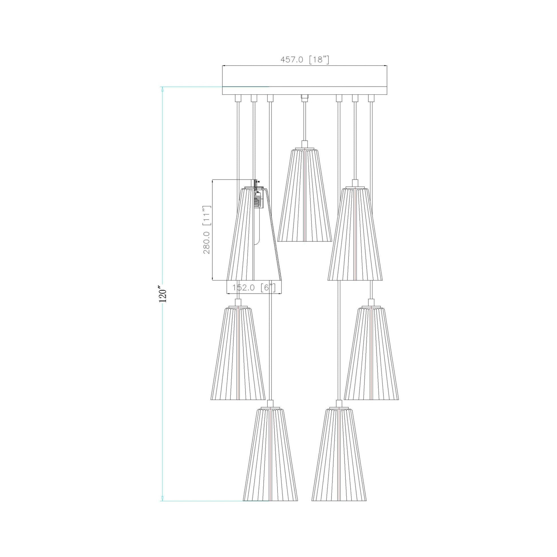 Farrell Chandelier - line drawing.