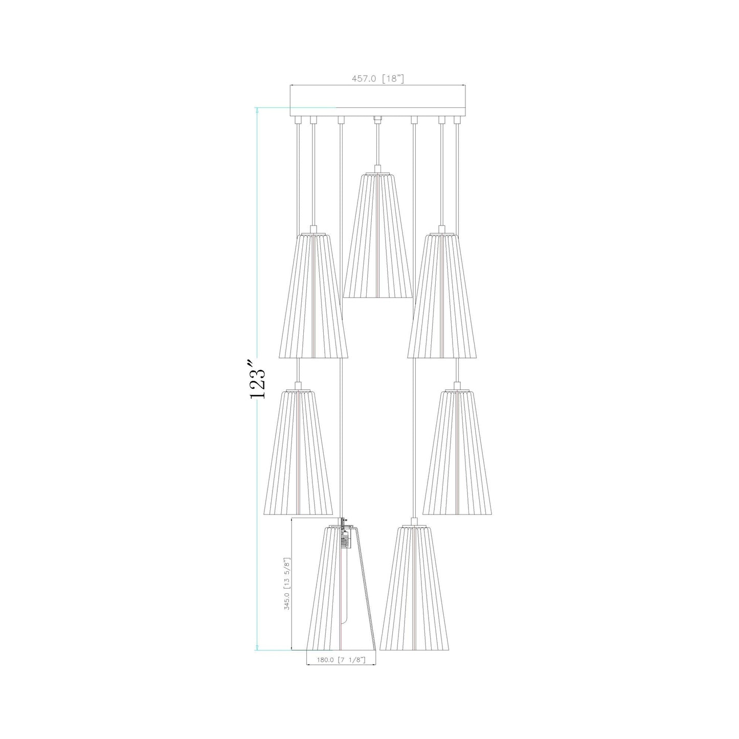 Farrell Chandelier - line drawing.