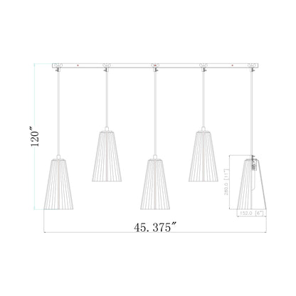 Farrell Linear Chandelier - line drawing.