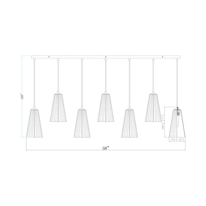 Farrell Linear Chandelier - line drawing.