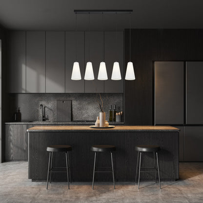 Farrell Linear Chandelier in kitchen.