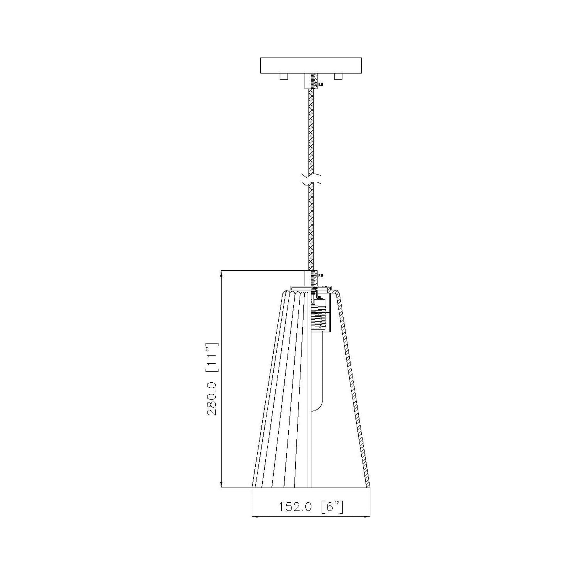 Farrell Pendant Light - line drawing.