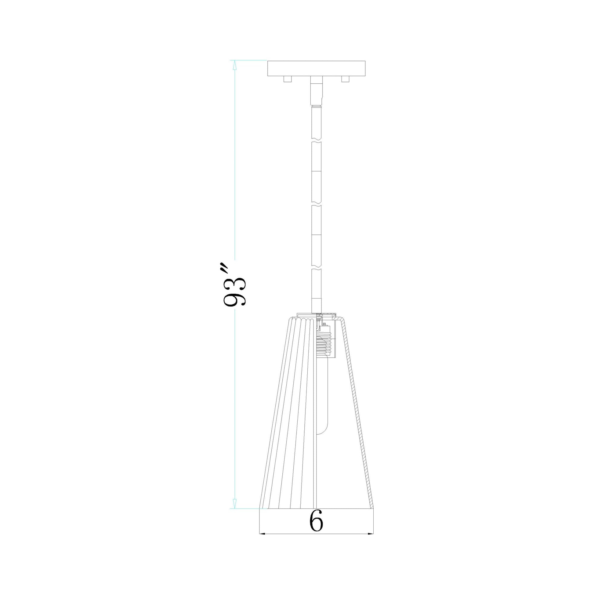 Farrell Pendant Light - line drawing.