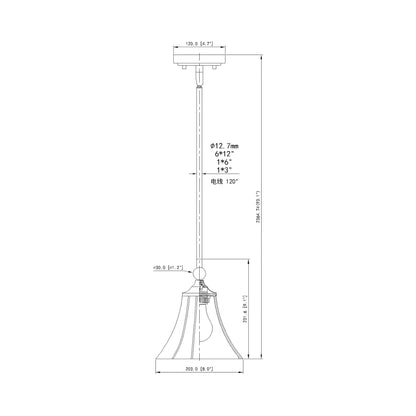 Fleur Pendant Light - line drawing.