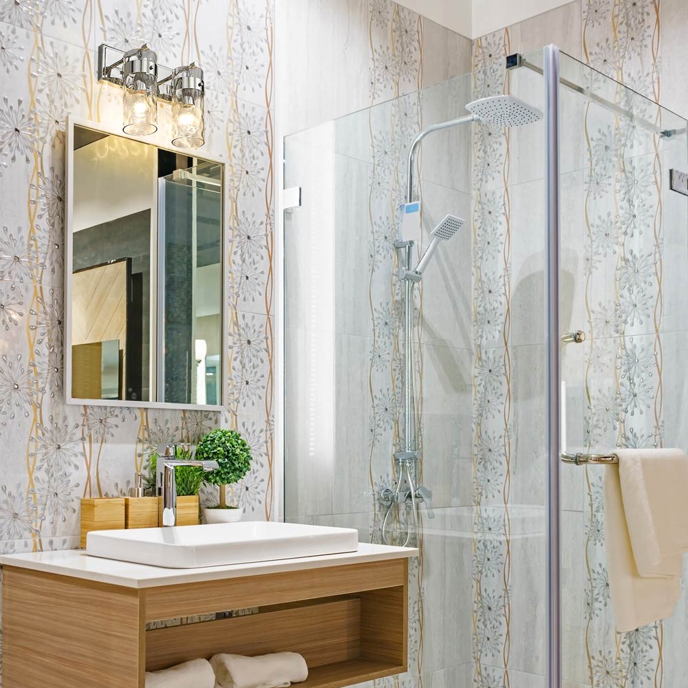 Fontaine Bath Vanity Light in bathroom.