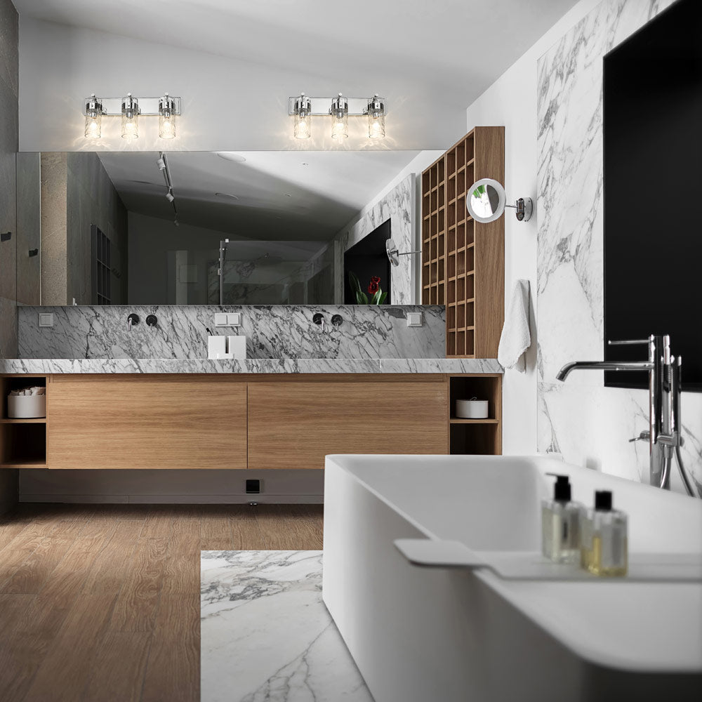 Fontaine Bath Vanity Light in bathroom.