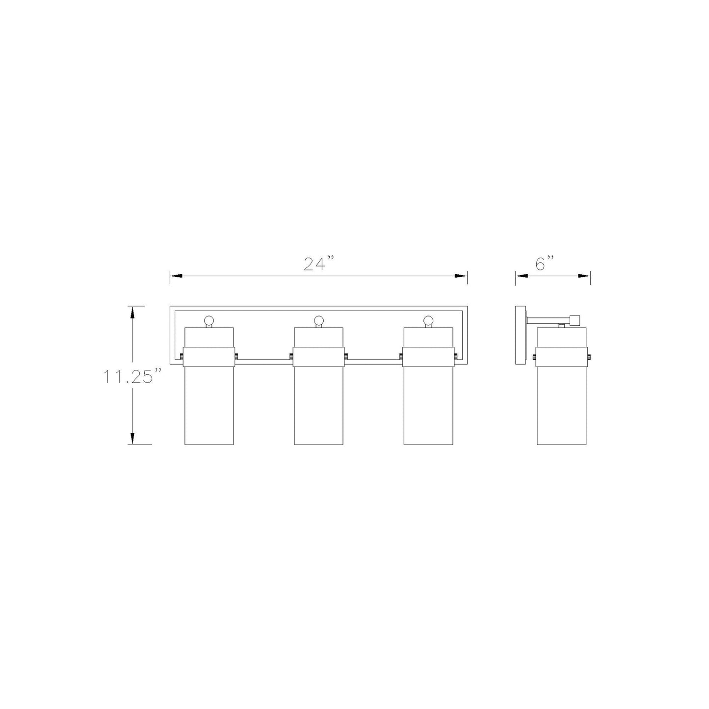 Fontaine Bath Vanity Light - line drawing.